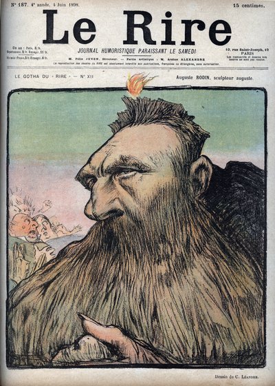 Auguste Rodin (1840-1917) beeldhouwer Augustus - Cartoon door Charles Leandre (1862-1934) in 