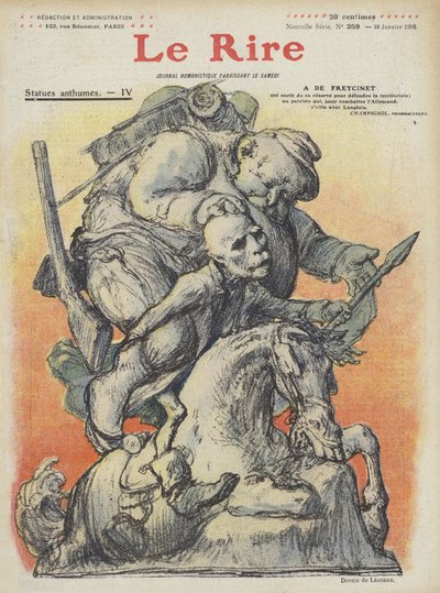 Karikatuur van de Franse premier Charles de Freycinet. Illustratie voor Le Rire door Charles Leandre