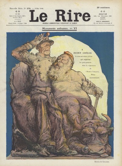 Karikatuur van Henry Cheron, Franse staatssecretaris van Oorlog. Illustratie voor Le Rire door Charles Leandre