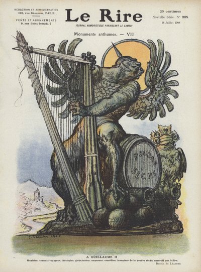 Karikatuur van Kaiser Wilhelm II van Duitsland. Illustratie voor Le Rire door Charles Leandre