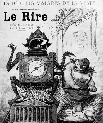 Cartoon door Charles Leandre over de algemene verkiezingen van 1924, gepubliceerd in de krant Le Rire op 19 januari door Charles Leandre