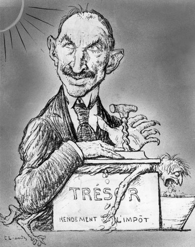 Cartoon door Charles Leandre van de Franse minister van financiën Charles de Lasteyrie gepubliceerd in de krant Le Rire 26 november door Charles Leandre