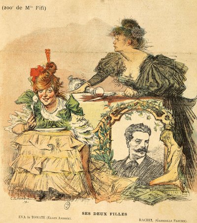 Cartoon voor tweehonderdste replica van Mademoiselle Fifi, uit novelle van Guy de Maupassant door Charles Leandre