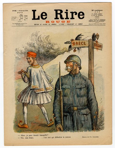 Omslag van "The Red Laughter", Satirisch in Kleuren door Charles Leandre