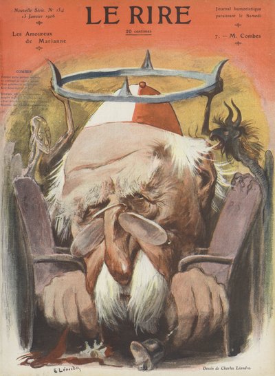 Emile Combes, Franse politicus. Illustratie voor Le Rire door Charles Leandre