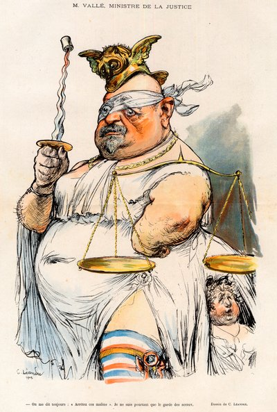 Ernest Valle (1845-1920) - Minister van Justitie in 1902 - Karikatuur door Charles Leandre (1862-1934) in 