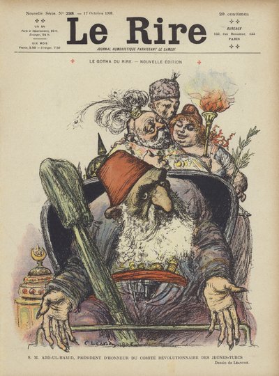 Zijne Majesteit Abdul Hamid, Erevoorzitter van het Revolutionaire Comité van de Jonge Turken. Illustratie voor Le Rire door Charles Leandre