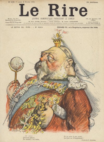 Koning Edward VII van Engeland, Illustratie voor Le Rire door Charles Leandre