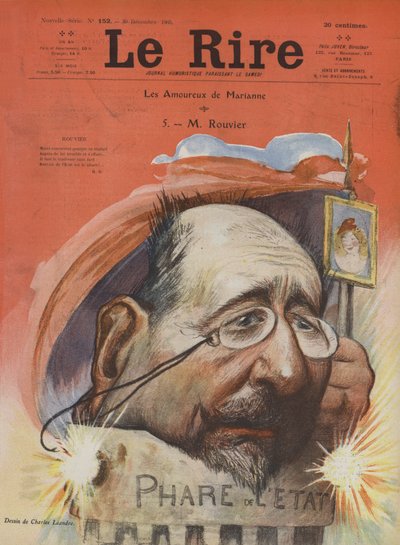 Maurice Rouvier, Franse politicus. Illustratie voor Le Rire door Charles Leandre