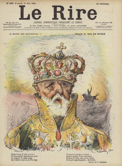 Oscar II, Koning van Zweden, Illustratie voor Le Rire door Charles Leandre