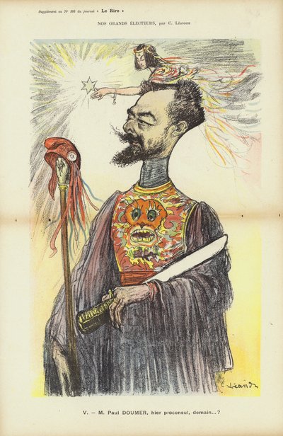 Paul Doumer, Franse politicus, illustratie voor Le Rire door Charles Leandre