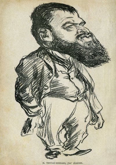 Portret van Bernard Paul, bekend als Tristan-Bernard, Franse schrijver en komiek. Cartoon door Charles Leandre. door Charles Leandre