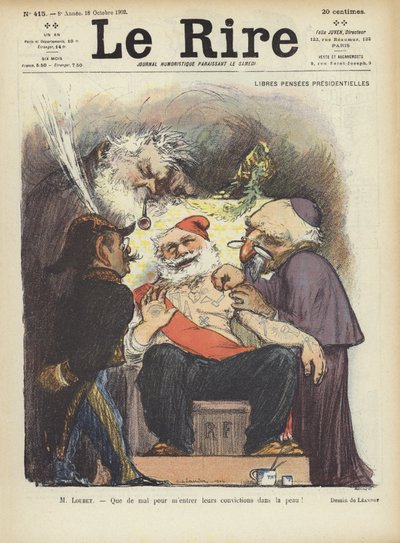President Loubet van Frankrijk wordt getatoeëerd. Illustratie voor Le Rire door Charles Leandre