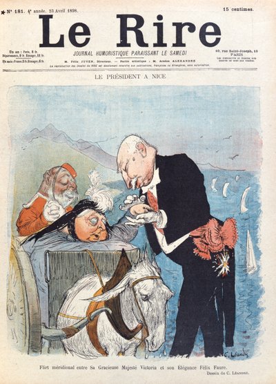 Koningin Victoria (1819-1901) flirt met president Felix Faure (1841-99) tijdens haar vakantie in Nice, omslag van 
