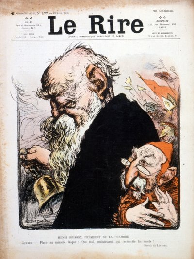Satirische illustratie van Eugene Henri Brisson, omslag van Le Rire 1906 door Charles Leandre