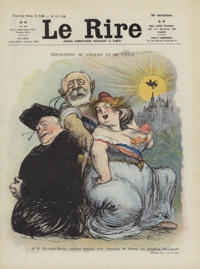 Scheiding van kerk en staat. Illustratie voor Le Rire door Charles Leandre