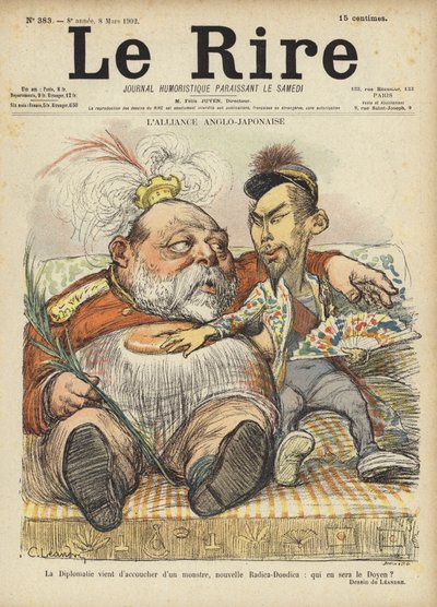 Het Anglo-Japanse alliantie, illustratie voor Le Rire door Charles Leandre