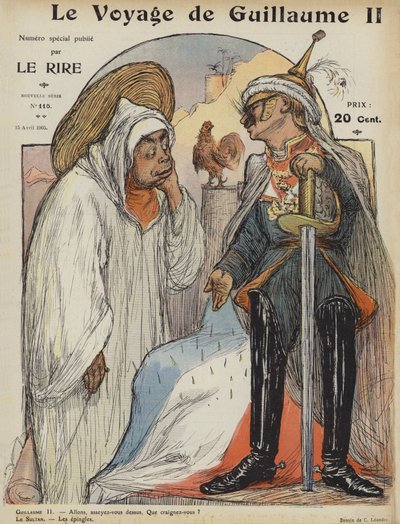 De reis van Wilhelm II. Illustratie voor Le Rire door Charles Leandre