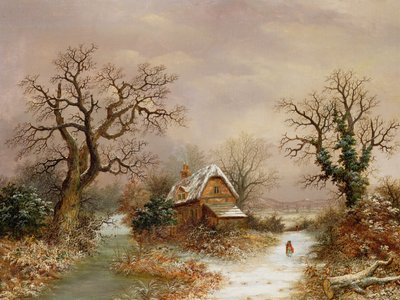 Roodkapje in de sneeuw, 19e eeuw door Charles Leaver