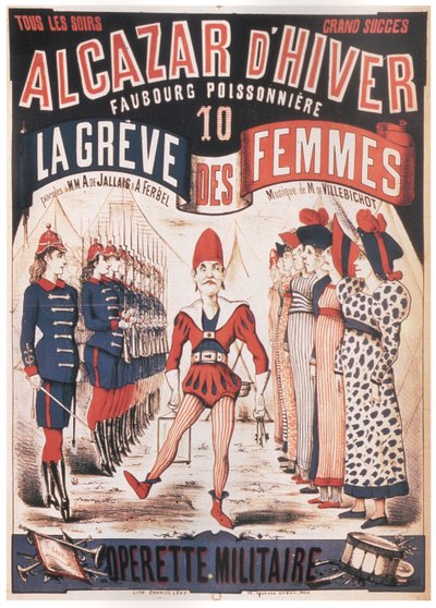 Poster voor de operette La Grève des femmes door A. de Villebichot, 1879-1880 door Charles Levy