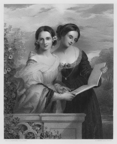 De Zusters, naar het schilderij in de Koninklijke Collectie (gravure) door Charles Lock (after) Eastlake