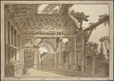 Ontwerp voor de schilderijen in de cel van Vader Lesueur in het klooster van Santissima Trinita dei Monti in Rome door Charles Louis Clerisseau