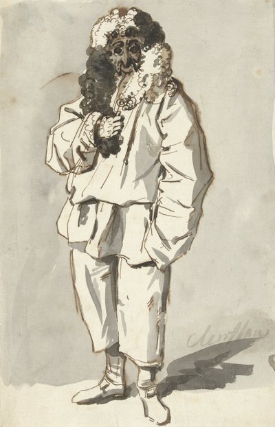 Romeinse polichinelle in vastenavondkostuum door Charles Louis Clerisseau