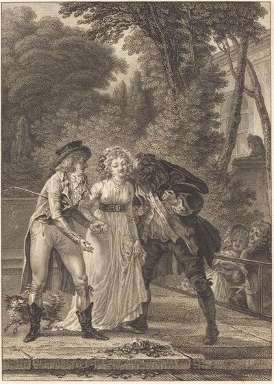 De teruggegeven kus door Charles Louis Lingée after Jacques Louis François Touzé