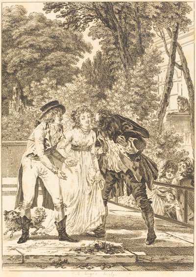 De teruggegeven kus door Charles Louis Lingée after Jacques Louis François Touzé