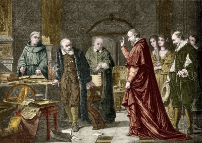 Gevangenschap van Galileo Galilei genaamd Galilee, Italiaanse astronoom (1564-1642), gravure naar het schilderij van Charles Muller door Charles Louis Lucien (after) Muller