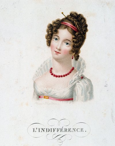 De onverschilligheid Een jonge vrouw gekleed in mode Eerste Keizerrijk door Charles Louis Victor Mauduit