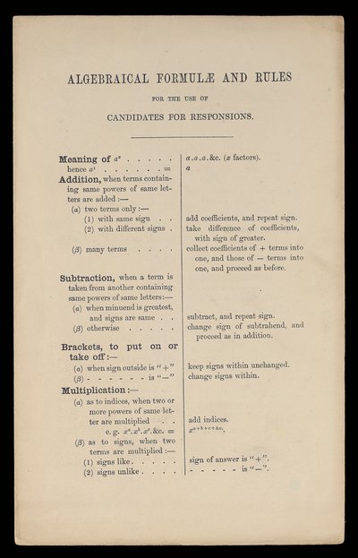 Algebraïsche formules en regels voor kandidaten voor Responsions, Oxford University Press door Charles Lutwidge Dodgson