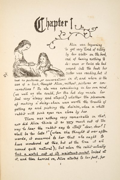 Alice met haar zus, illustratie uit Alice