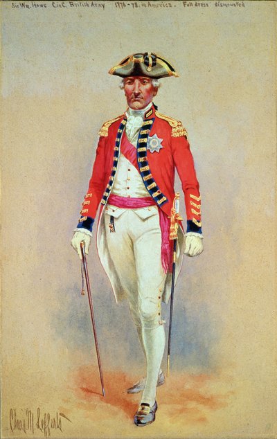 Sir William Howe, Bevelhebber van het Britse Leger (1776-78) in volledige uitrusting te voet door Charles MacKubin Lefferts