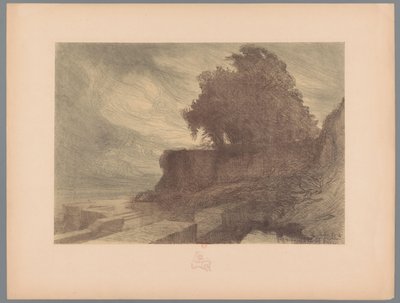 Ruïne van een bastion met een kanon en een boom door Charles Marie Dulac