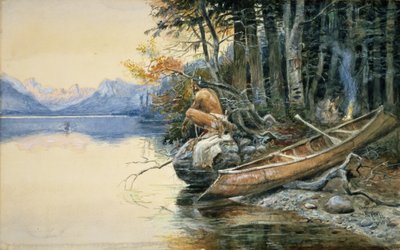 Een Kampeerplaats bij het Meer, 1908 door Charles Marion Russell