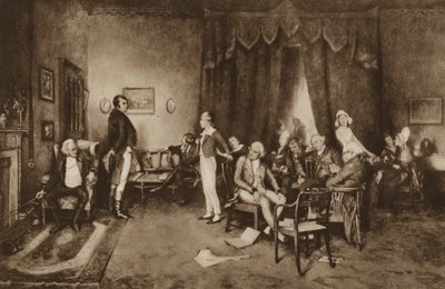 Ontmoeting van Robert Burns en Sir Walter Scott, Edinburgh door Charles Martin (after) Hardie