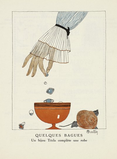Advertentie voor "Tecla", uit Gazette de Bon Ton, gepubliceerd 1920 door Charles Martin