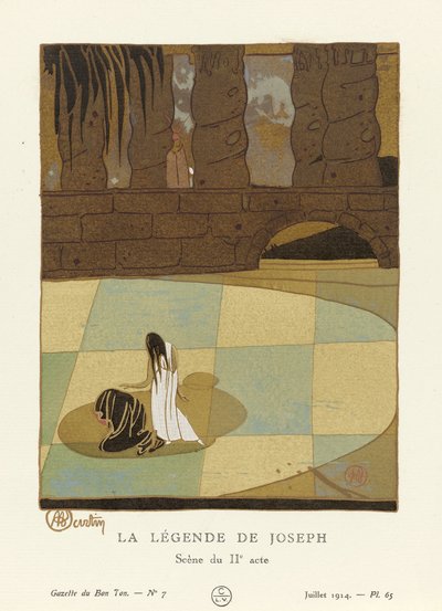La Légende de Joseph. Scène du IIème acte uit La Gazette du Bon Ton, pub. 1914 door Charles Martin