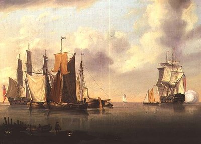 Schepen in een kalmte door Charles Martin Powell