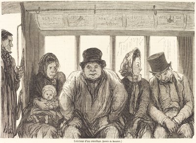 Interieur van een omnibus [onderste helft] door Charles Maurand after Honoré Daumier