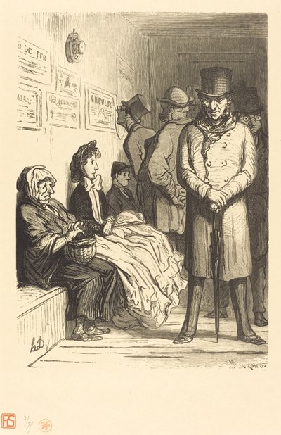 Een Wachtkamer van de Omnibus door Charles Maurand after Honoré Daumier