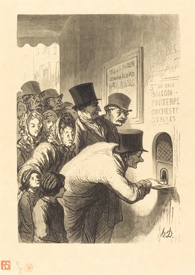Een Theaterloket door Charles Maurand after Honoré Daumier