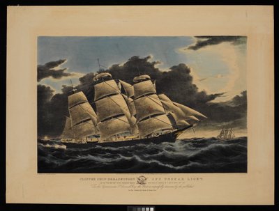 Clipper schip Dreadnought bij Tuskar Light 12 1/2 dagen van New York op haar beroemde reis naar Liverpool in 13 dagen 11 uur dec 1854 door Charles & Mcfarlane Duncan (1818 1865) Parsons