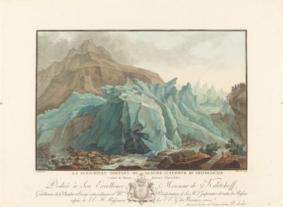 La Lutschinen sortant du Glacier inférieur du Grindelwald, 1785 door Charles Melchior Descourtis