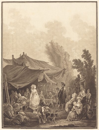 Dorpsbruiloft, 1785 door Charles Melchior Descourtis