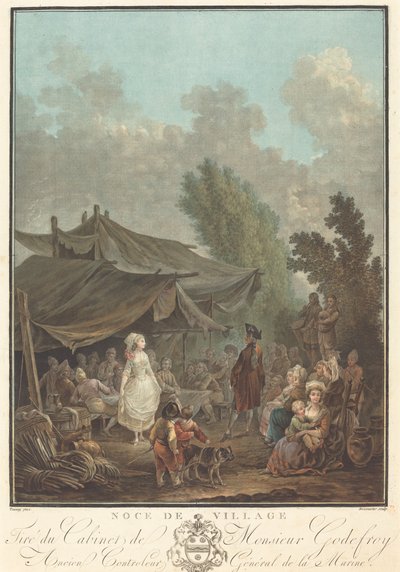 Dorpsbruiloft, 1785 door Charles Melchior Descourtis