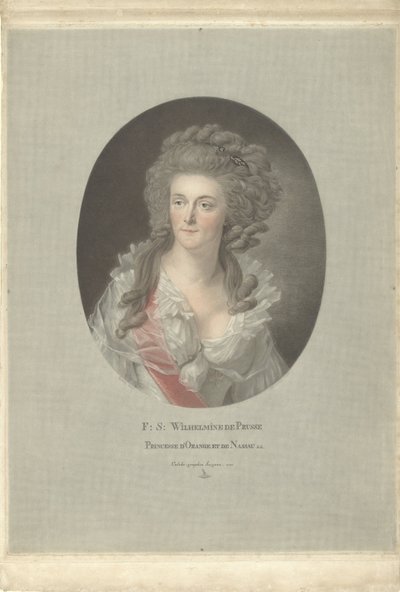 Portret van Wilhelmina van Pruisen, prinses van Oranje-Nassau door Charles Melchior Descourtis