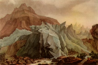 De Lütschinen die uit de lagere Grindelwald-gletsjer komt, 1782-1785, 1946 door Charles Melchior Descourtis