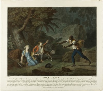 De nacht, plaat 1 van Paul et Virginie door Charles Melchior Descourtis
